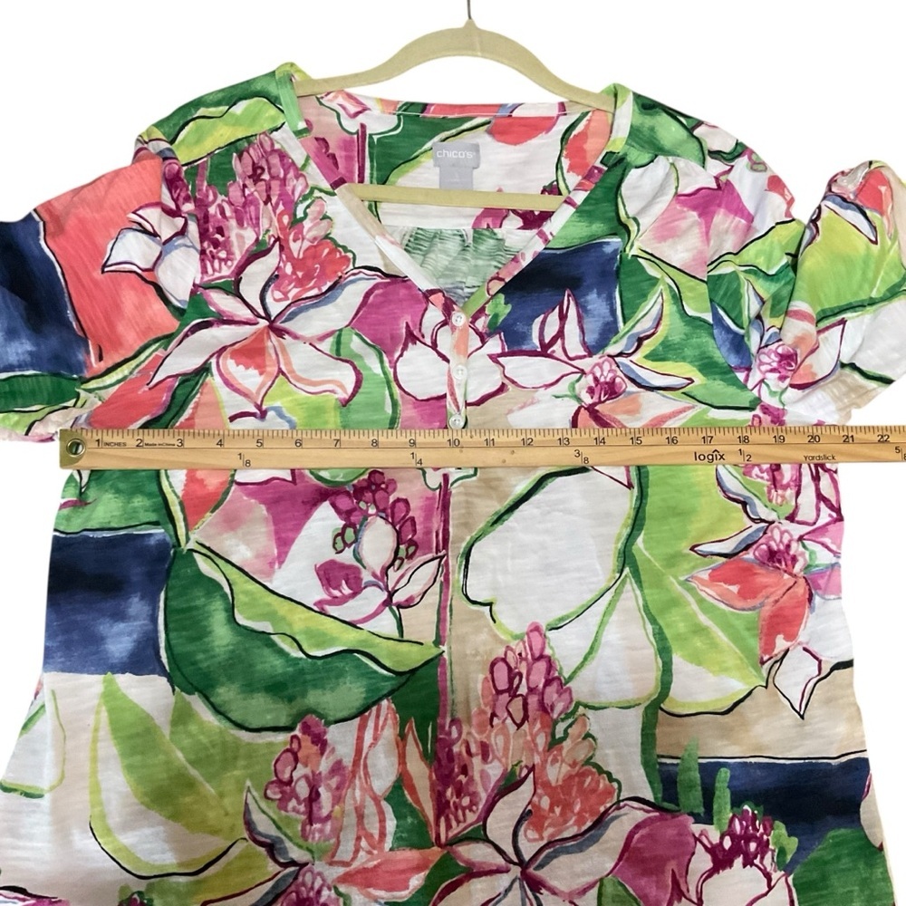 Chico’s Floral Print Button Front Top Size 3 (XL) – Cotton Modal Lightweight - Picture 9 of 9